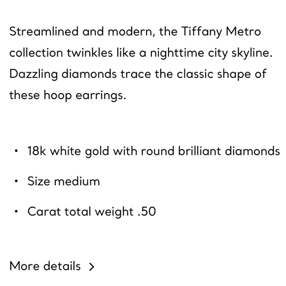 Tiffany 18K White Gold Metro Hoop Earrings - Picture 4 of 9